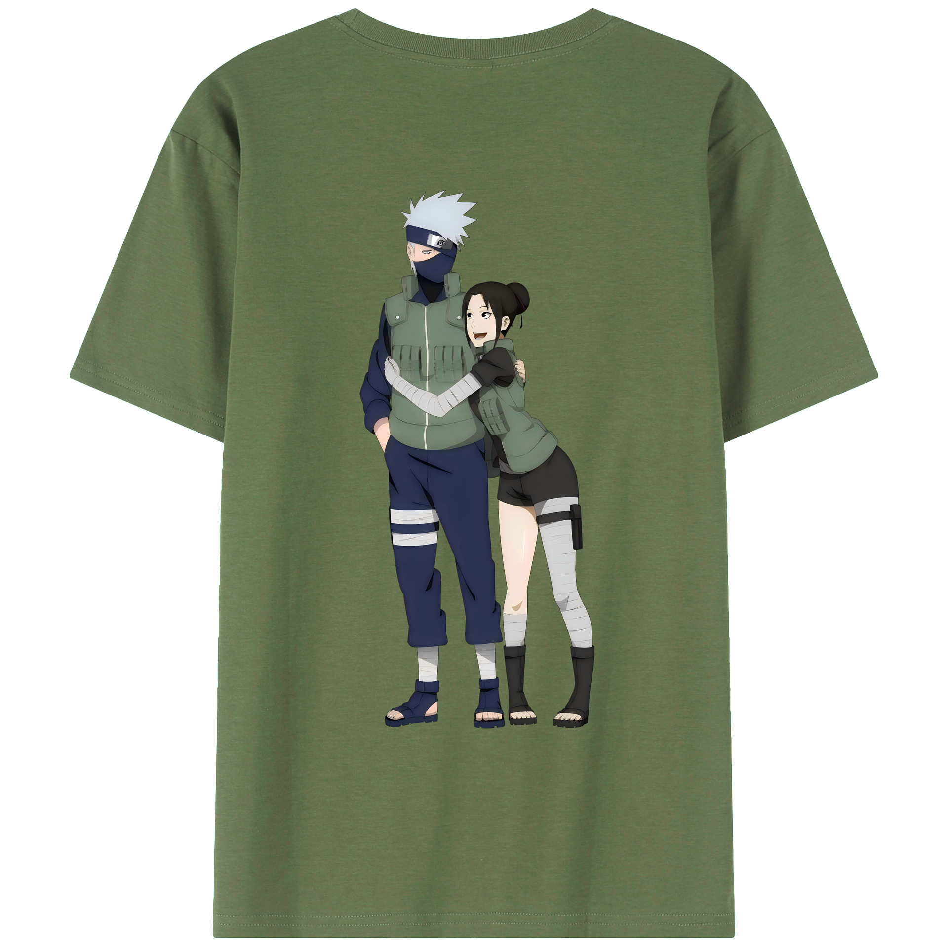 （画像用） NARUTO -ナルト- はたけ カカシ Hatake Kakashi 綿100％ メンズ半袖Tシャツ（バックプリント） 通気性